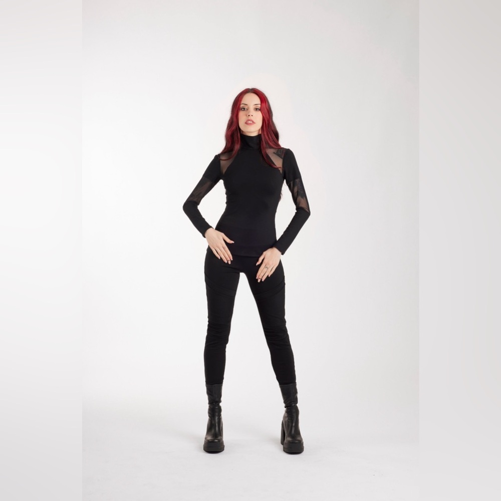ABSTRÁCTIKA CRAFTS Mesh Mock Neck Futuristic Top - Picture 3 of 9